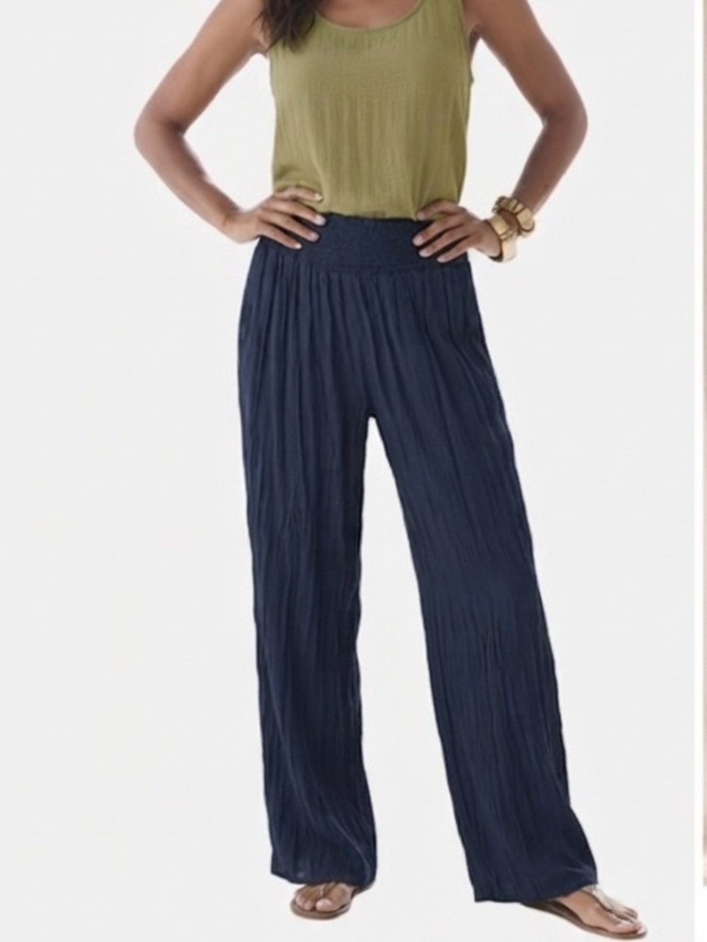 Boho Chic Tiered Wide-Leg Palazzo Pants – Flowy Smocked Waist